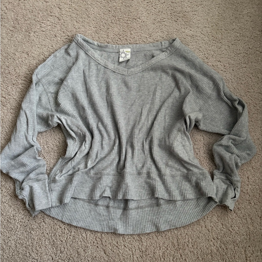 AERIE grey waffle oversized sweater